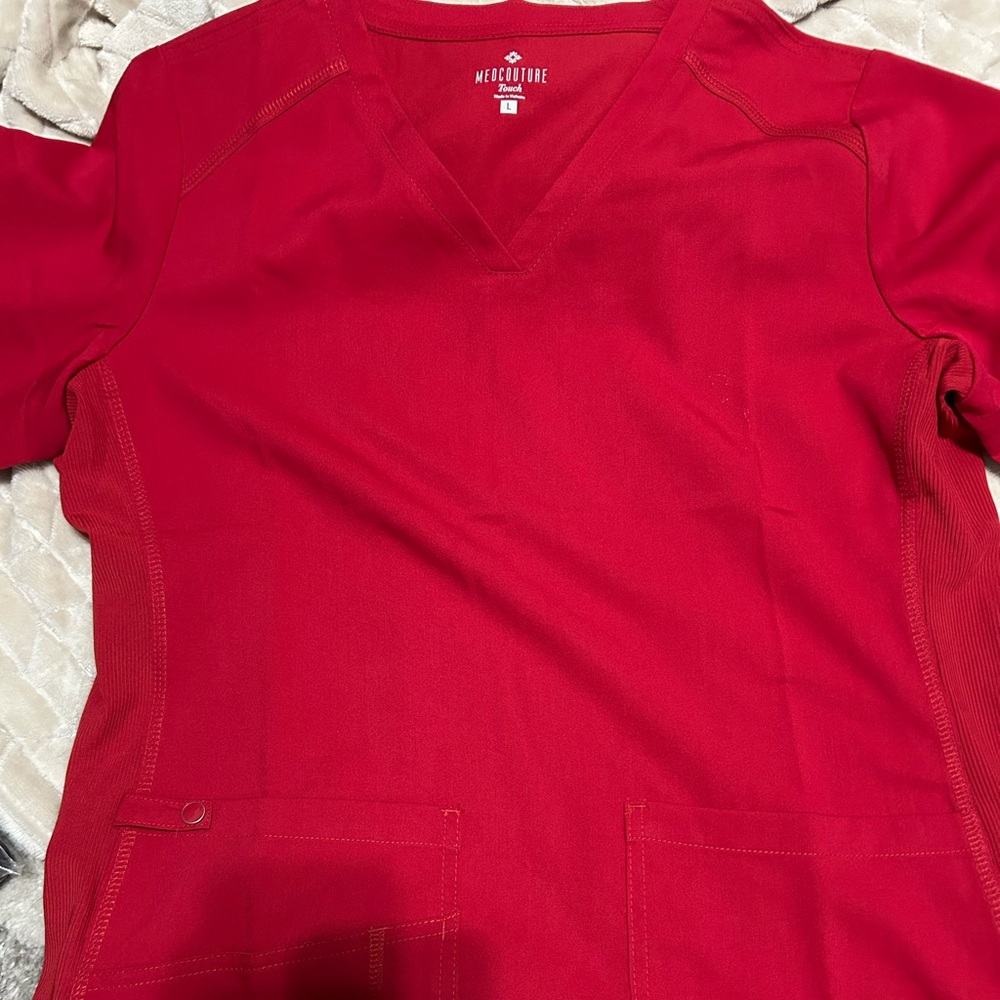 Red scrub top